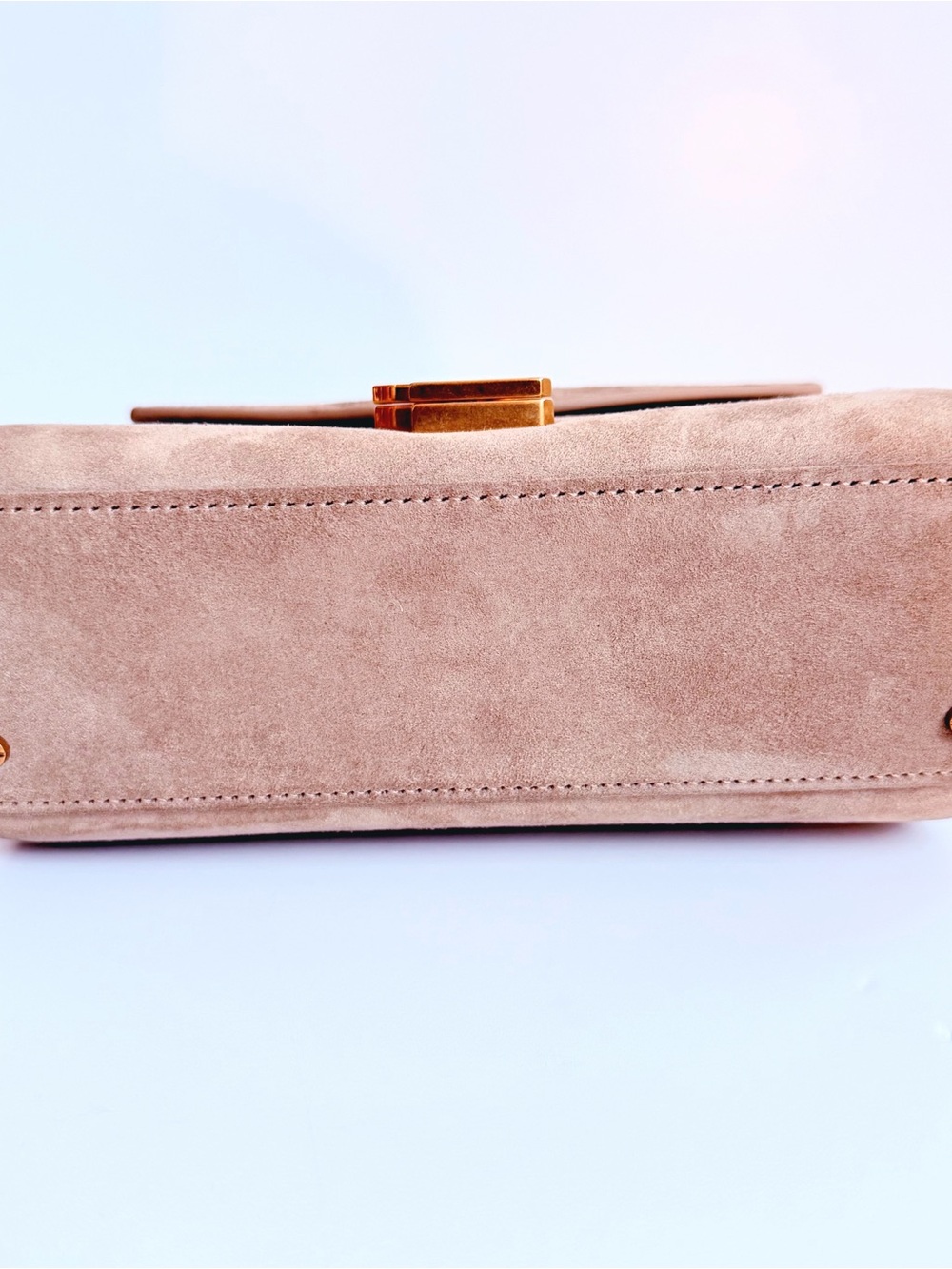 Yves Saint Laurent Cassandra Mini Top Handle Bag Beige Suede - Picture 10 of 11